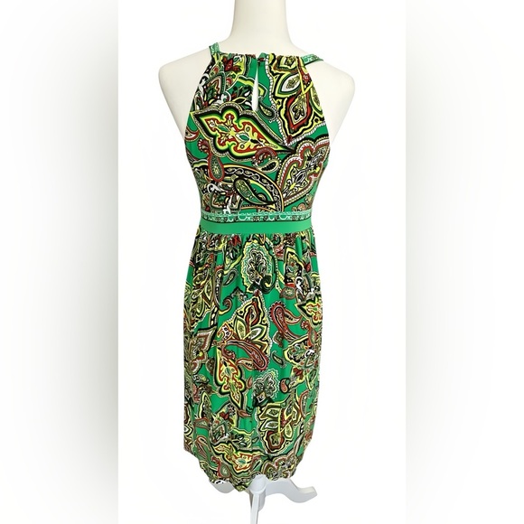INC International Concepts Dress  S Green Orange Paisley Sequin Sparkle A-Line - Picture 3 of 8